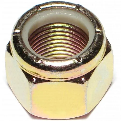 1/2"-20 Grade 8 Nylon Lock Nuts - Yellow Zinc - Fine Thread - 50 Pack