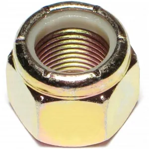 1/2"-20 Grade 8 Nylon Lock Nuts - Yellow Zinc - Fine Thread - 50 Pack
