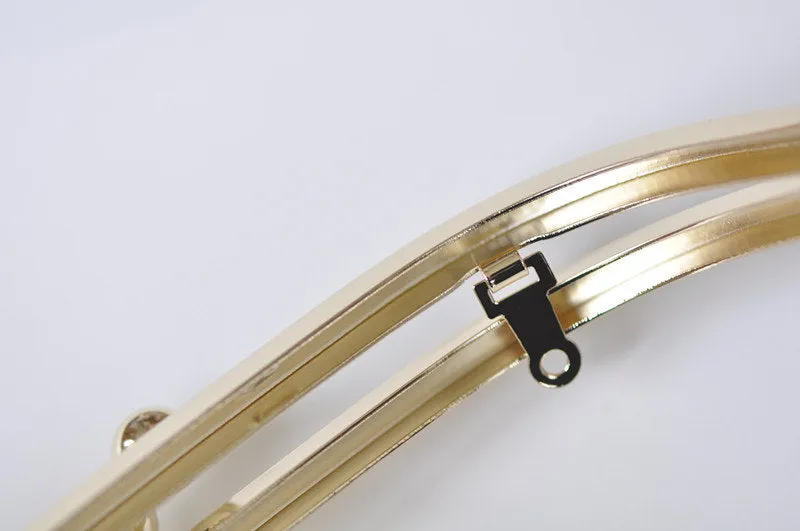 16.5cm x 7cm Light Gold Metal Purse Frame With Inside Hoops