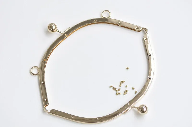 20cm Light Gold Half Round Handle Purse Frame Bag Hanger With Screws