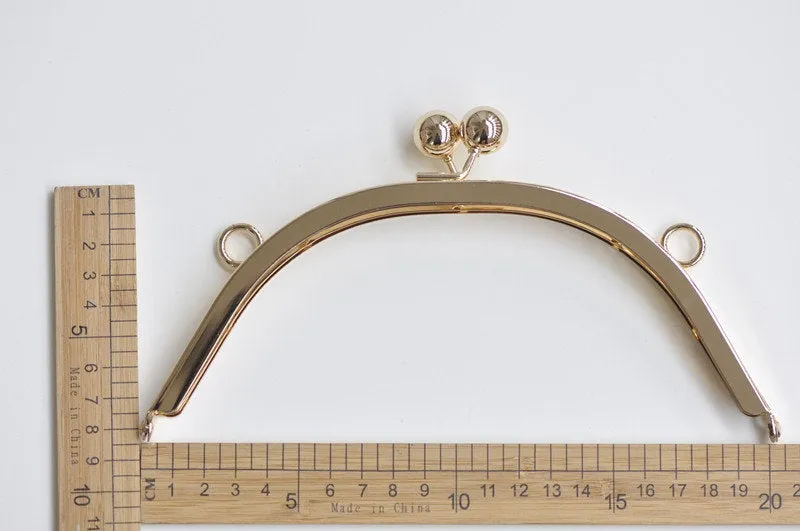 20cm Light Gold Half Round Handle Purse Frame Bag Hanger With Screws