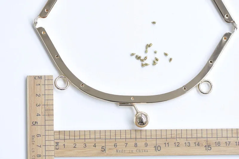 20cm Light Gold Half Round Handle Purse Frame Bag Hanger With Screws