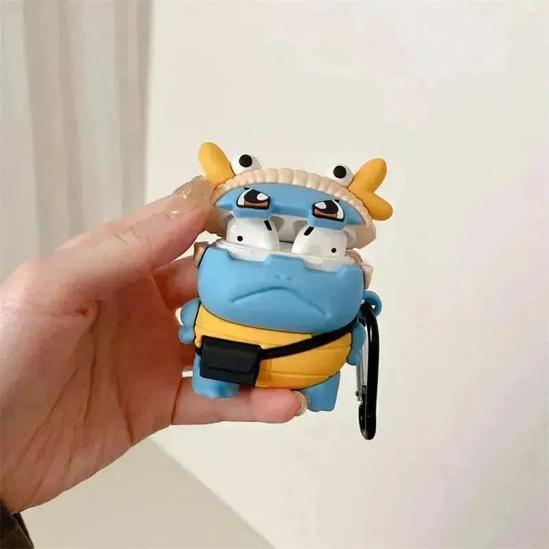 3D Cute Angry Squirtle Shock Proof Case (For Airpods)