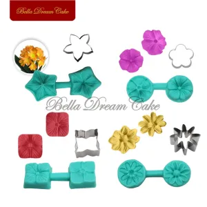4 Style Flower Petal Veiner Silicone Molds