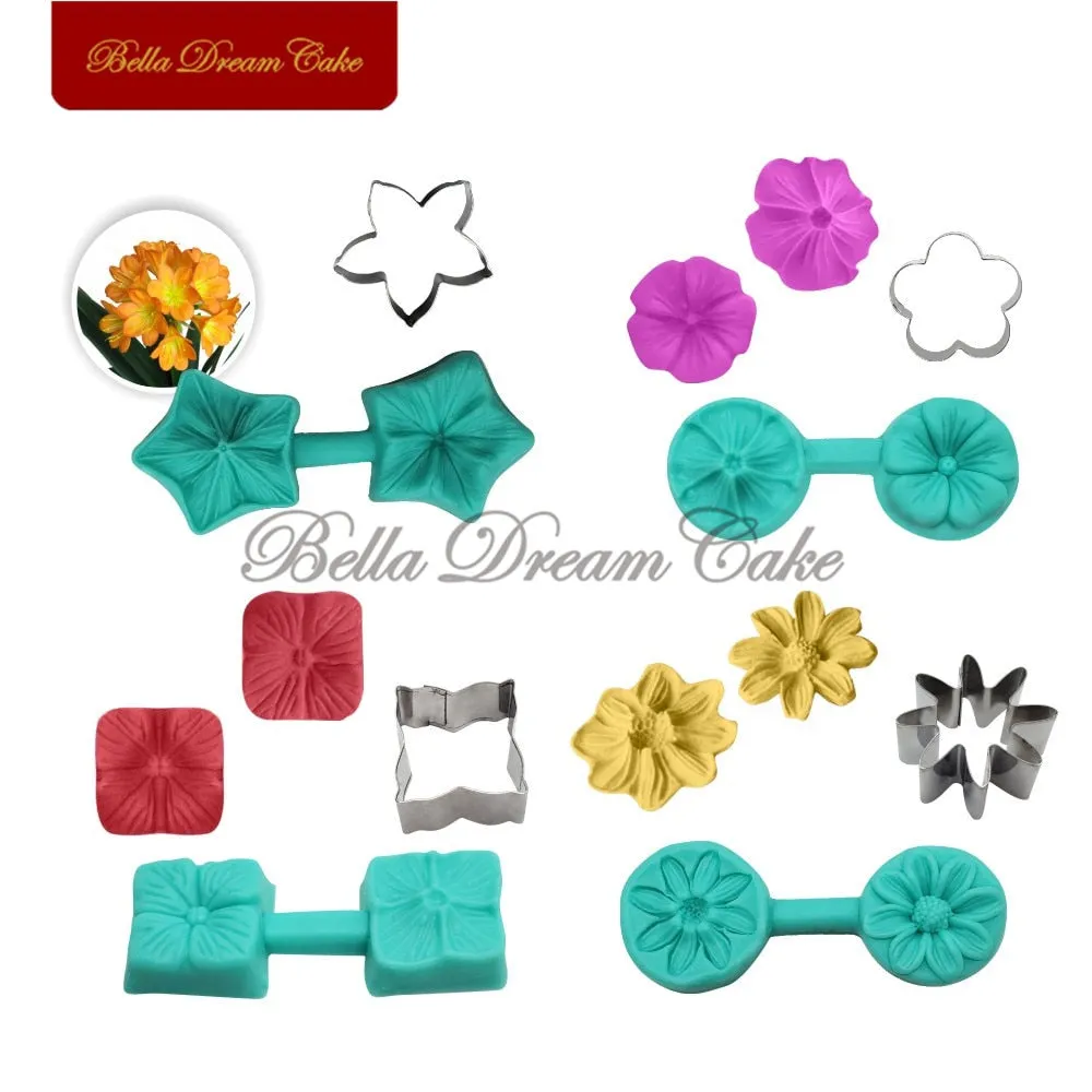 4 Style Flower Petal Veiner Silicone Molds