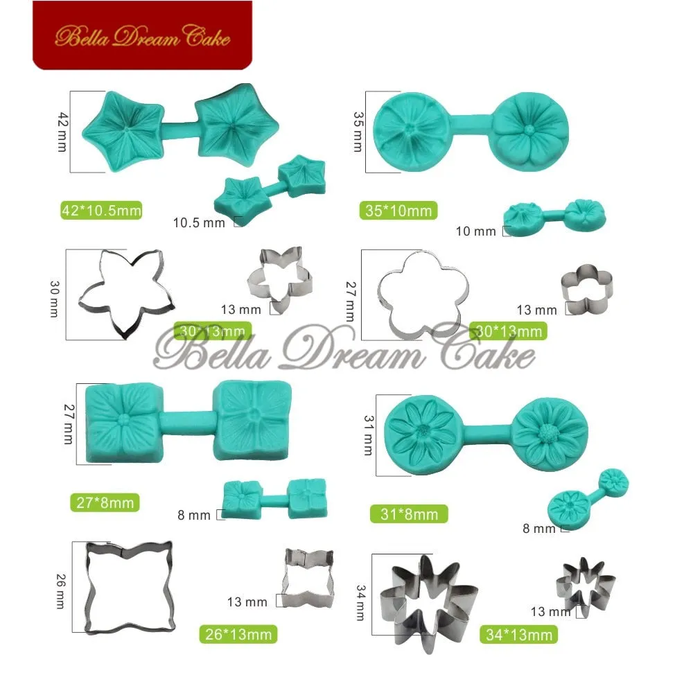 4 Style Flower Petal Veiner Silicone Molds