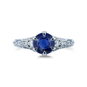 6.5mm Ornate 6-Prong Sapphire Ring