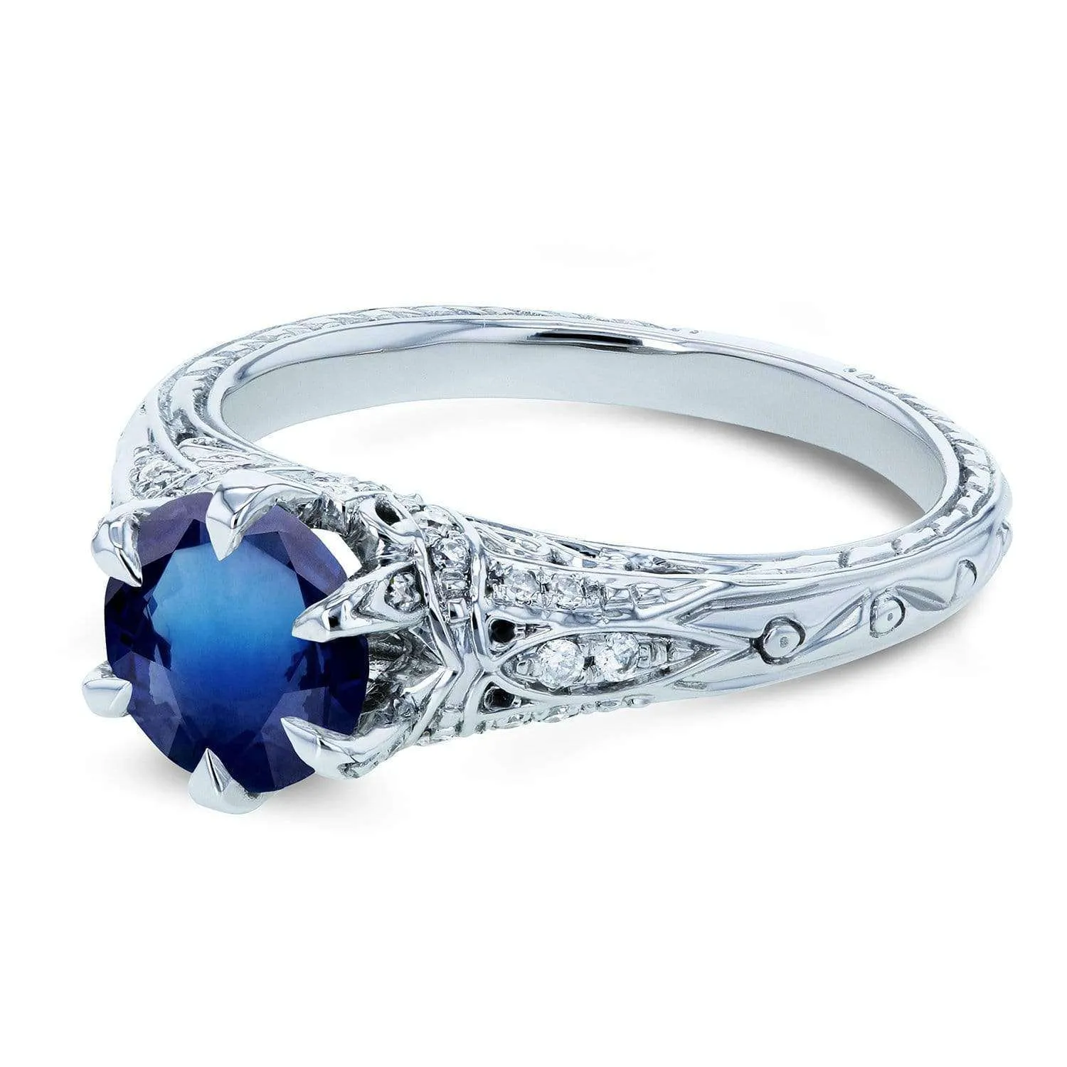 6.5mm Ornate 6-Prong Sapphire Ring