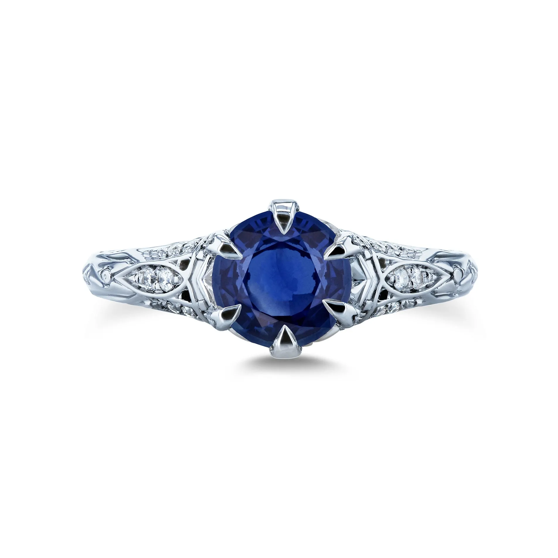 6.5mm Ornate 6-Prong Sapphire Ring