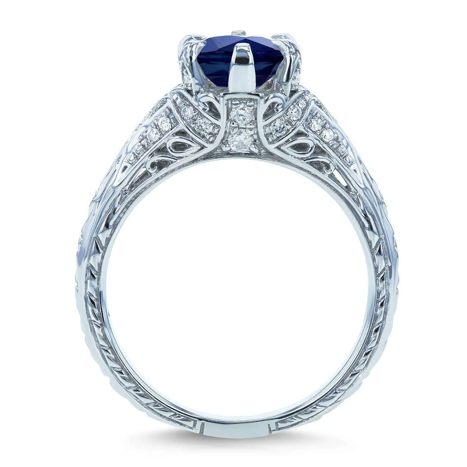 6.5mm Ornate 6-Prong Sapphire Ring
