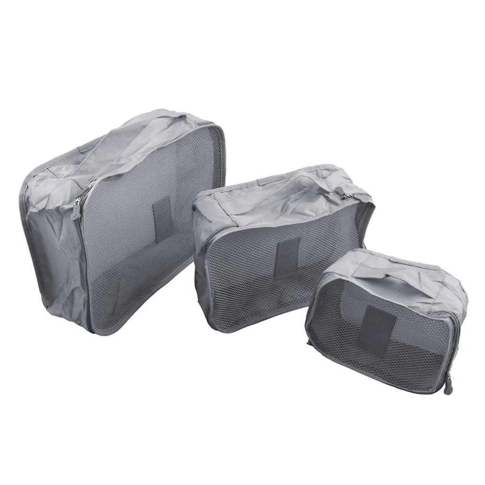 6in1 Suitcase Organizer Travel Luggage Compression Garment Bag Set - Grey
