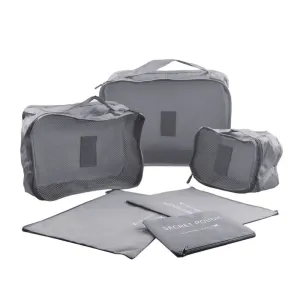 6in1 Suitcase Organizer Travel Luggage Compression Garment Bag Set - Grey