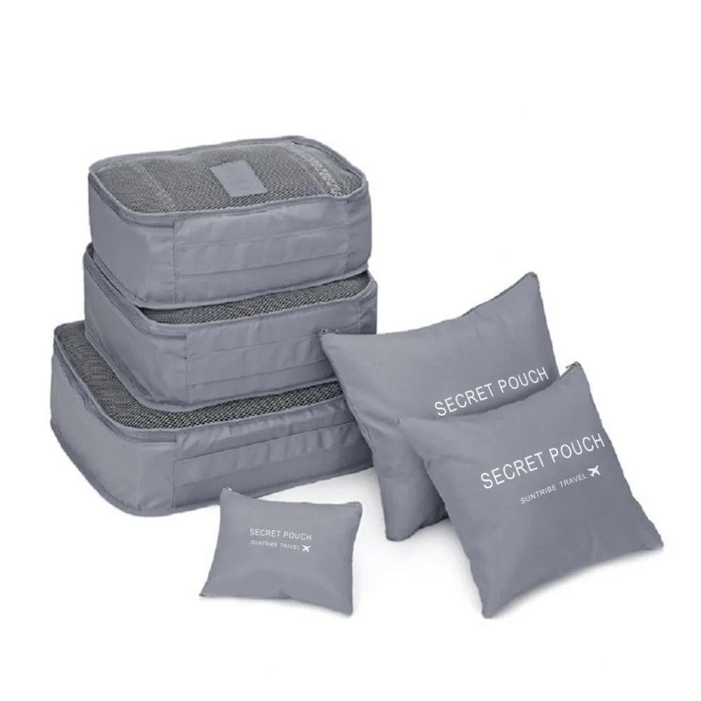 6in1 Suitcase Organizer Travel Luggage Compression Garment Bag Set - Grey