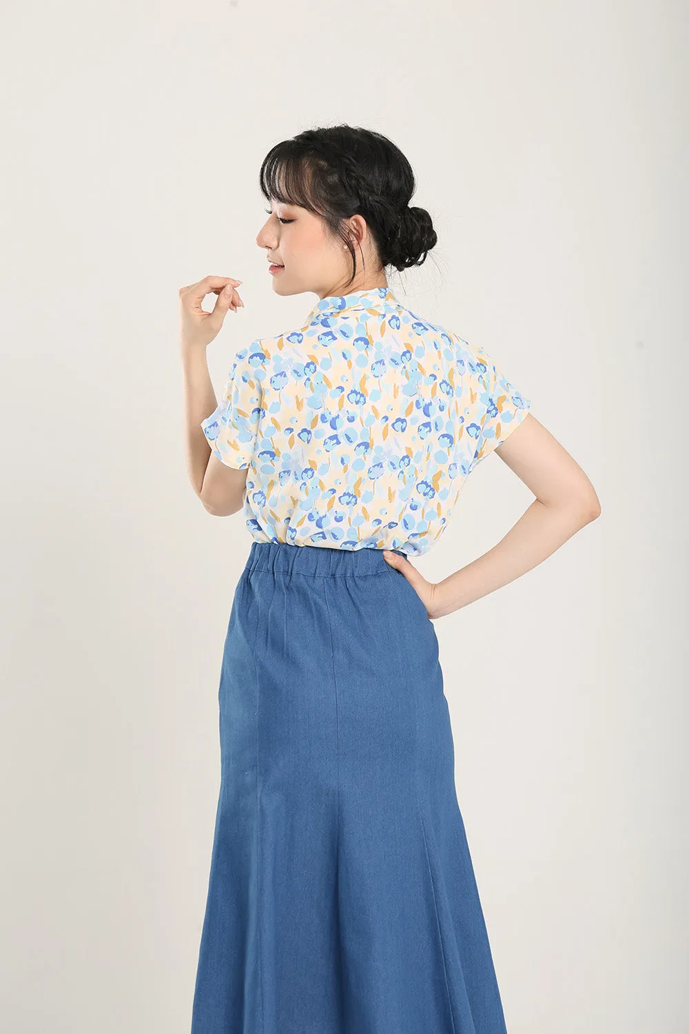 Addie Kimono Neckline Top in Blue