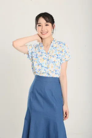 Addie Kimono Neckline Top in Blue