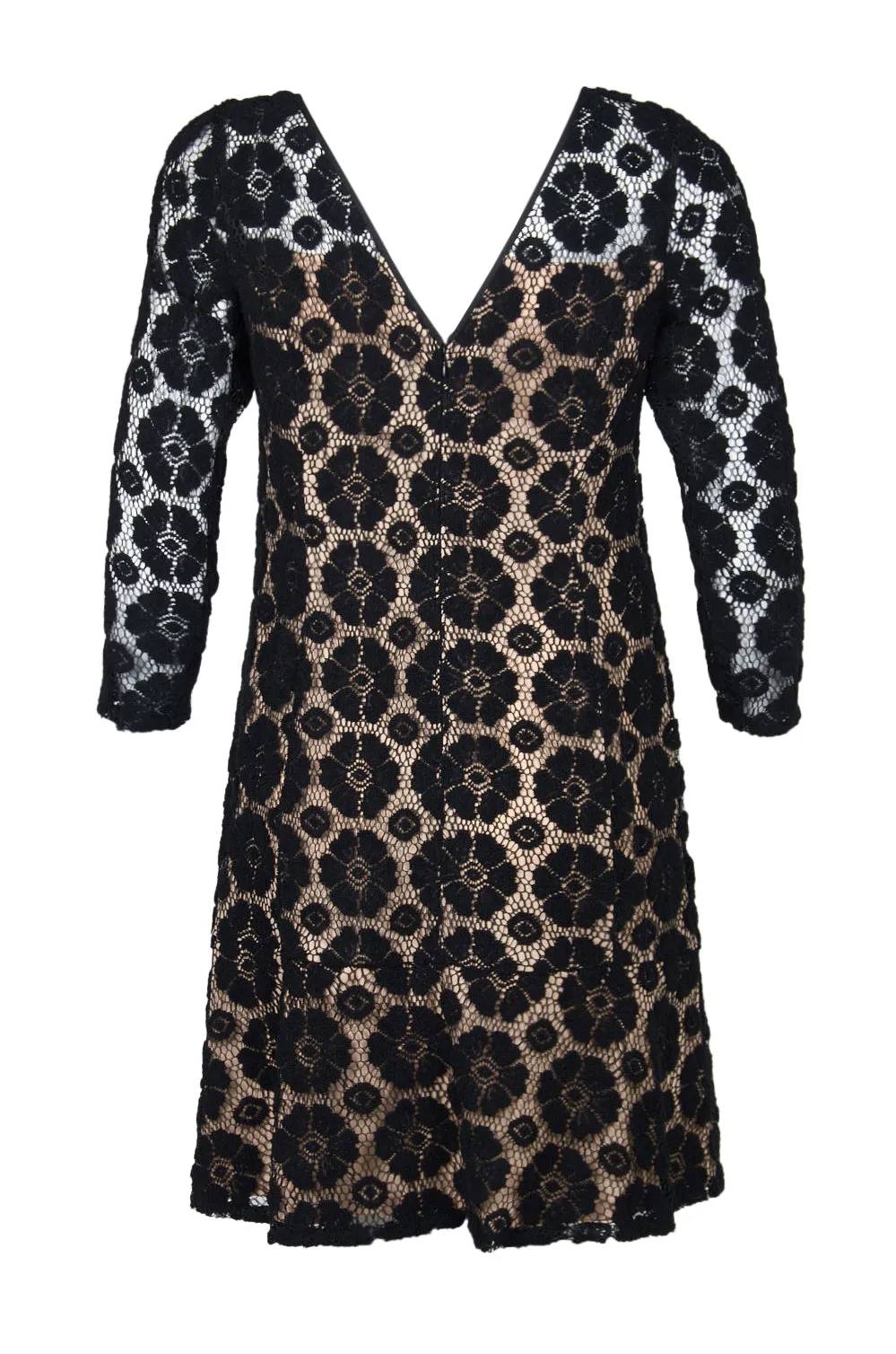 Adrianna Papell Boat Neck Illusion Zipper Back Floral Lace Dress (Plus Size)