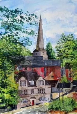 Alison Vickey artist "Stroud looking up" Greetings card (Alison)