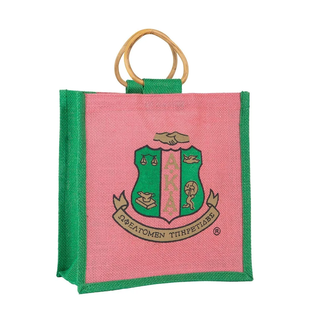 Alpha Kappa Alpha Shield / Crest Jute Bag