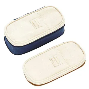 ANGOO NAVY Expandable Canvas Pen Case Pencil Case Expandable Case Storage Case