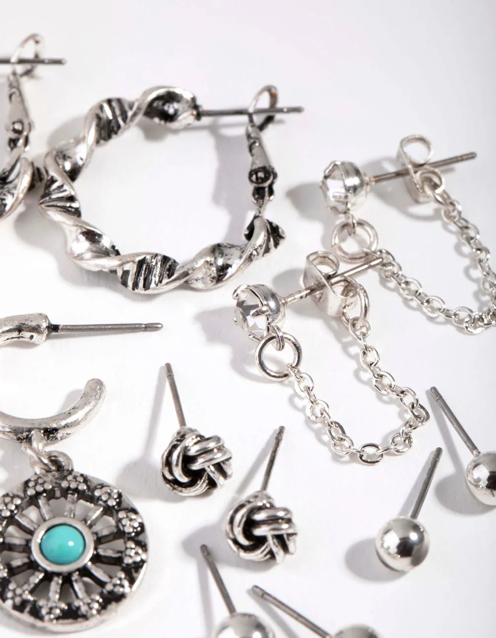 Antique Silver Mix Drop Six-Pack Earring
