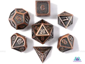 Antiquities Relic | Copper Ornate Metal Dice Set (7) | DnD Dungeons and Dragons