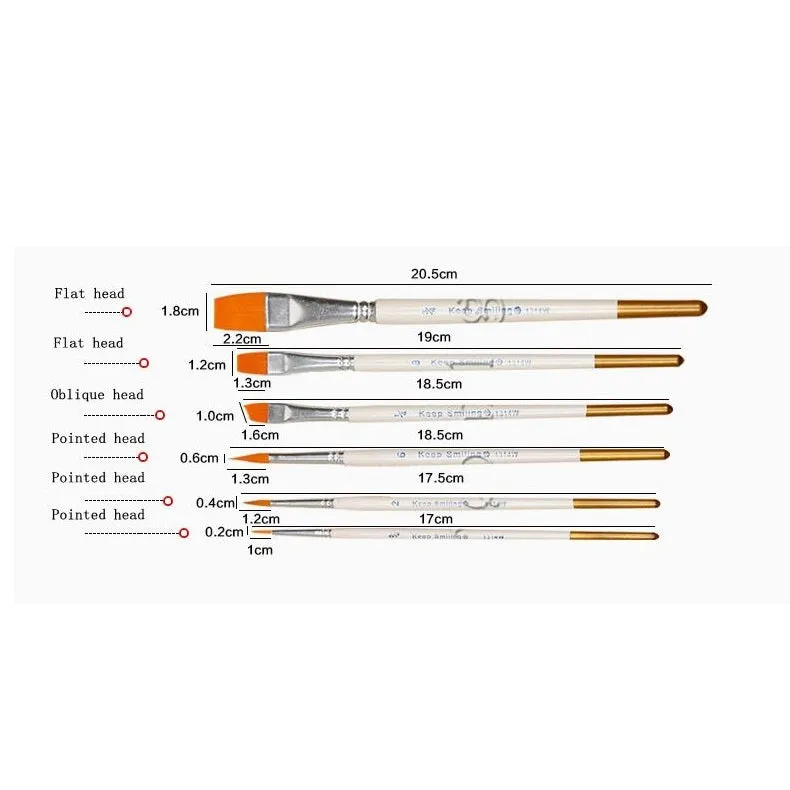 Artistic Cake Painting Brushes 6Pcs Set
