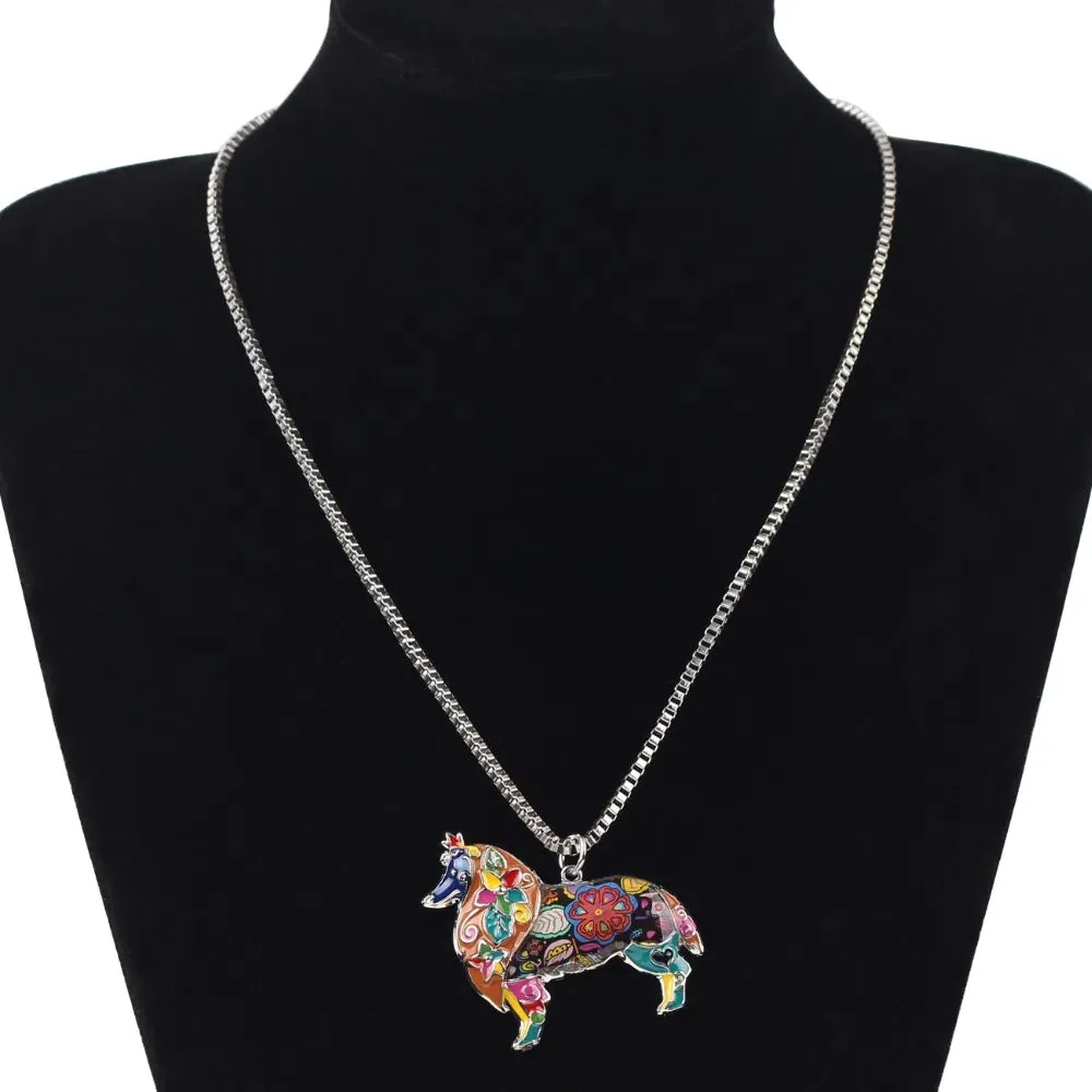 Artistic Sheltie Necklace / Keychain