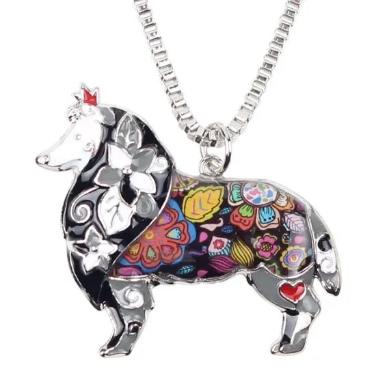 Artistic Sheltie Necklace / Keychain