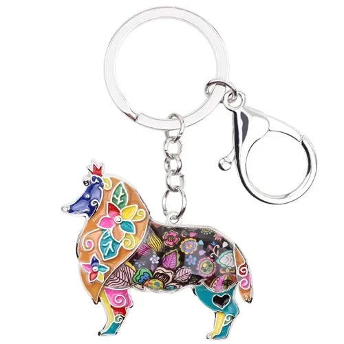 Artistic Sheltie Necklace / Keychain