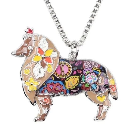 Artistic Sheltie Necklace / Keychain