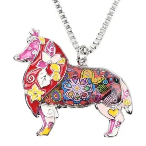 Artistic Sheltie Necklace / Keychain