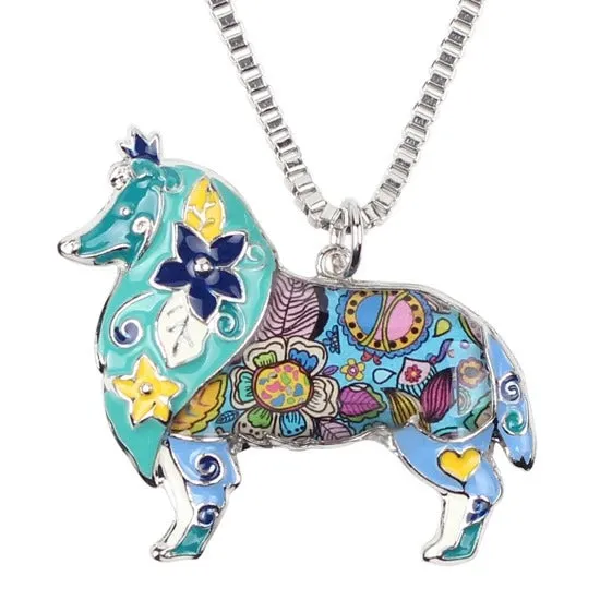 Artistic Sheltie Necklace / Keychain