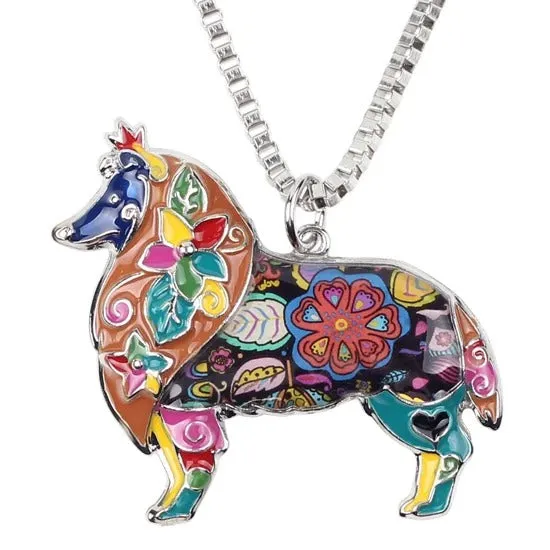 Artistic Sheltie Necklace / Keychain