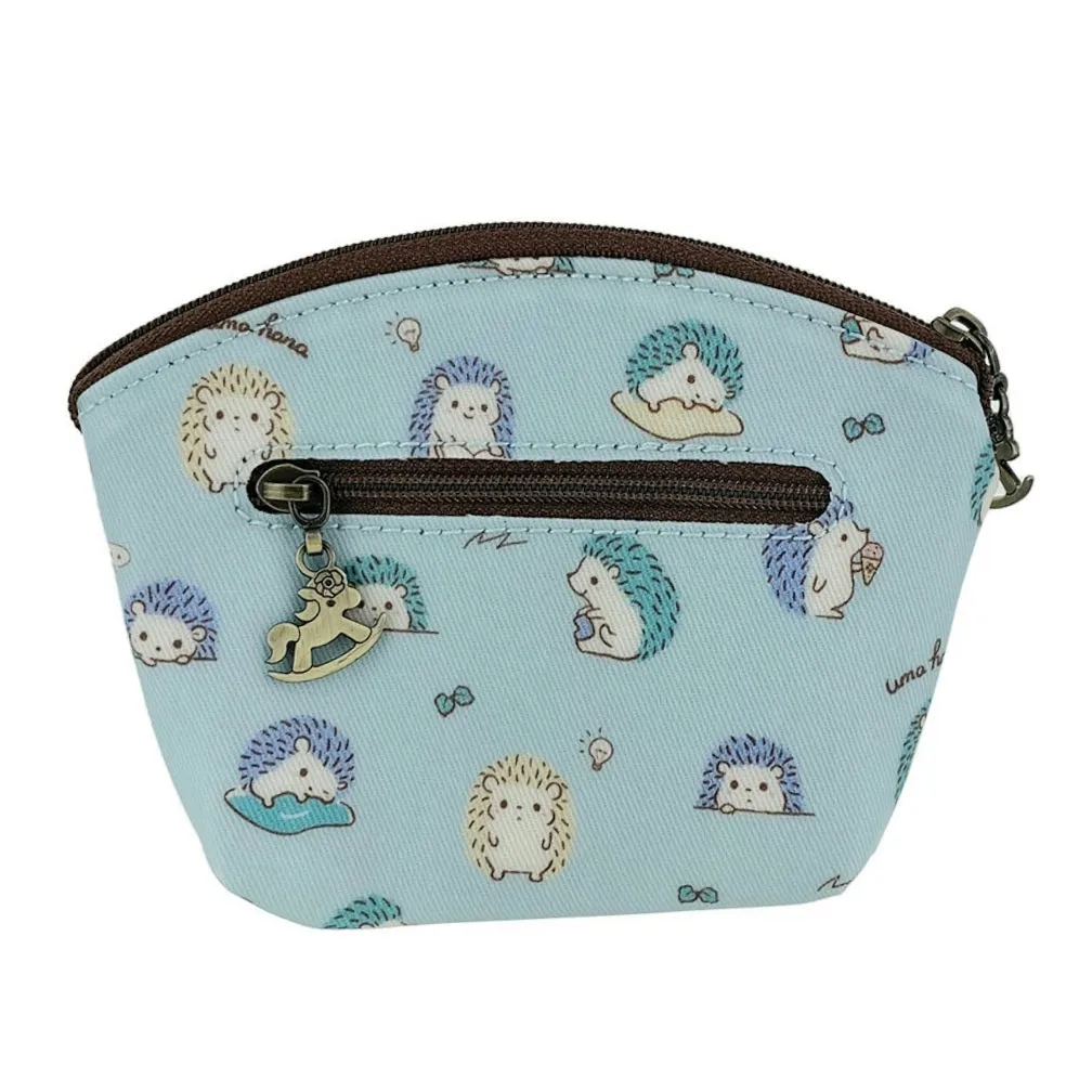Baby Blue Hedgehog Shell Keychain Coin Purse