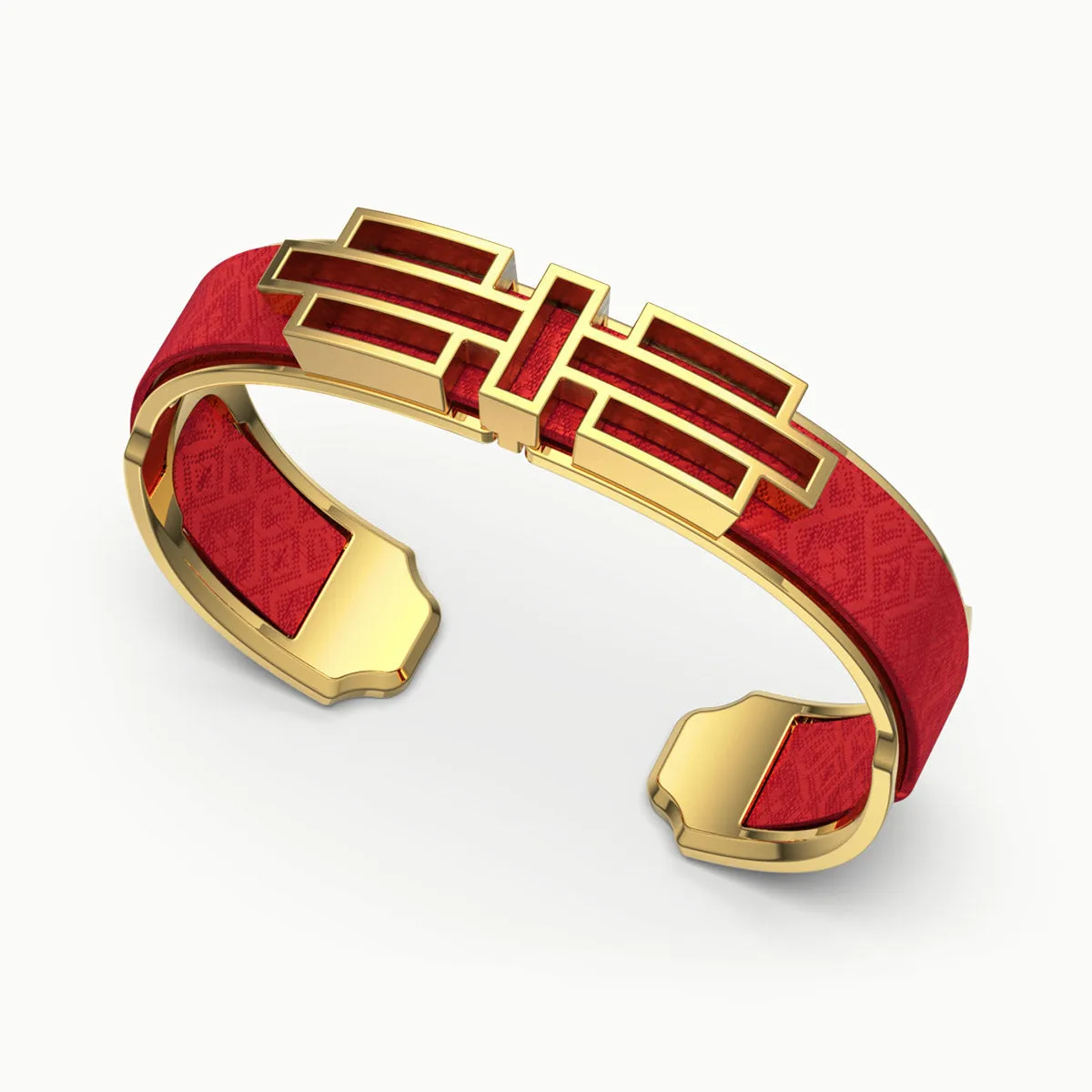Ban Zu Silk Cuff - Dragon Red