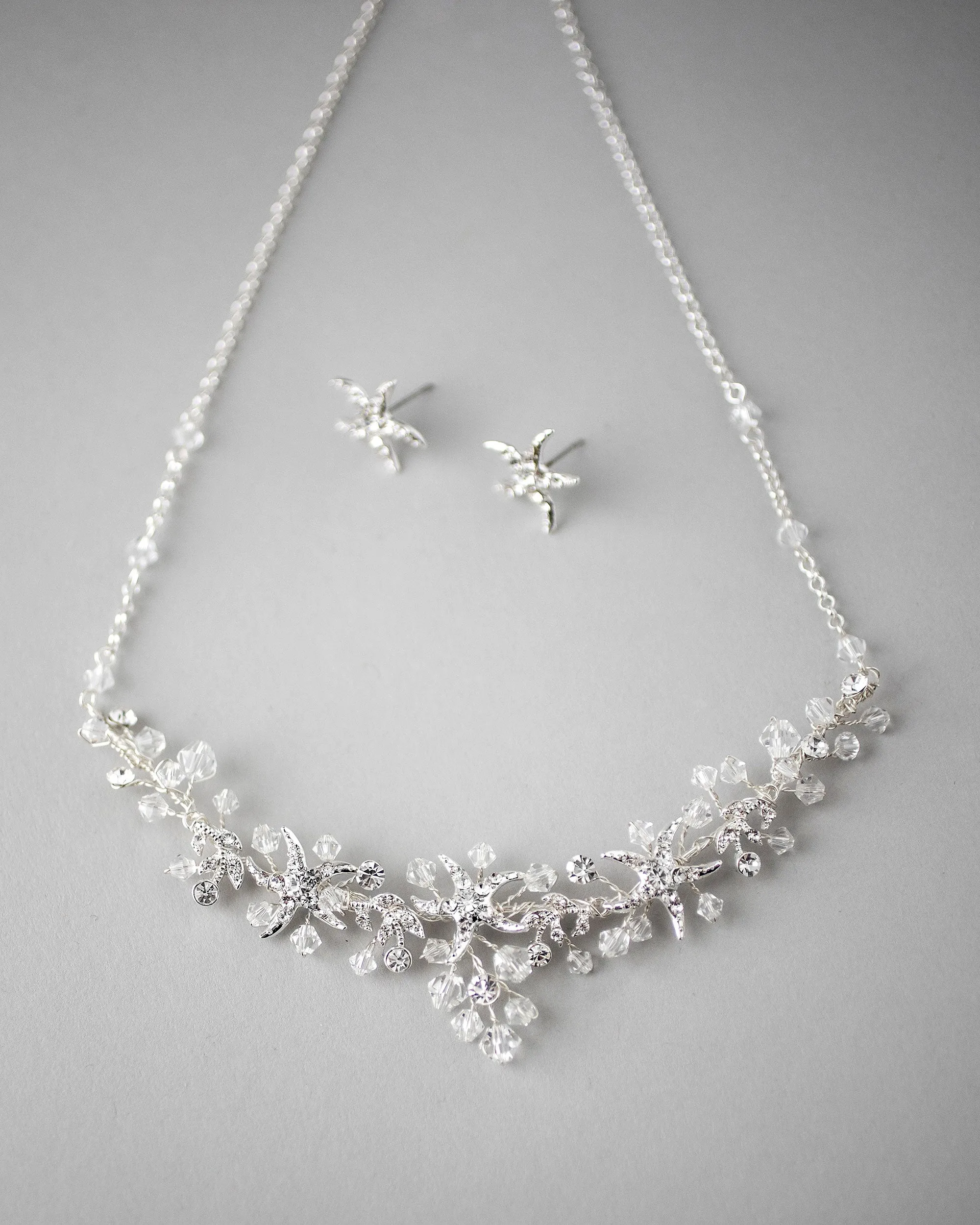 Beach Wedding Necklace with Crystals and Starfish