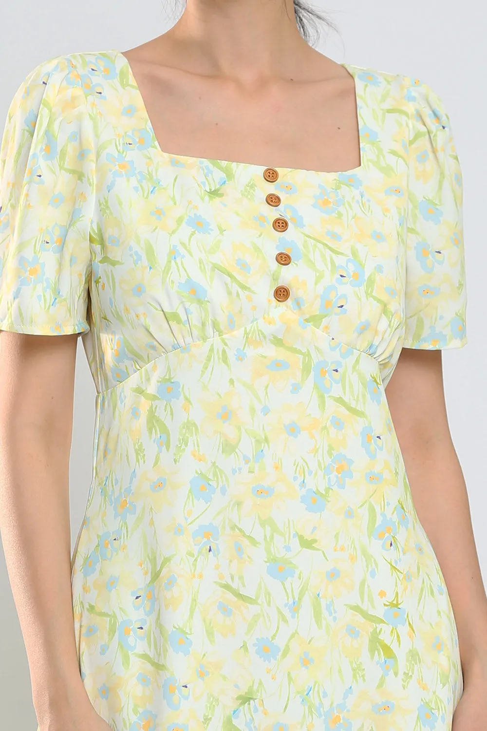 Belunna Maxi Dress in Light Yellow Floral