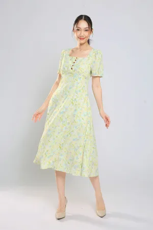 Belunna Maxi Dress in Light Yellow Floral