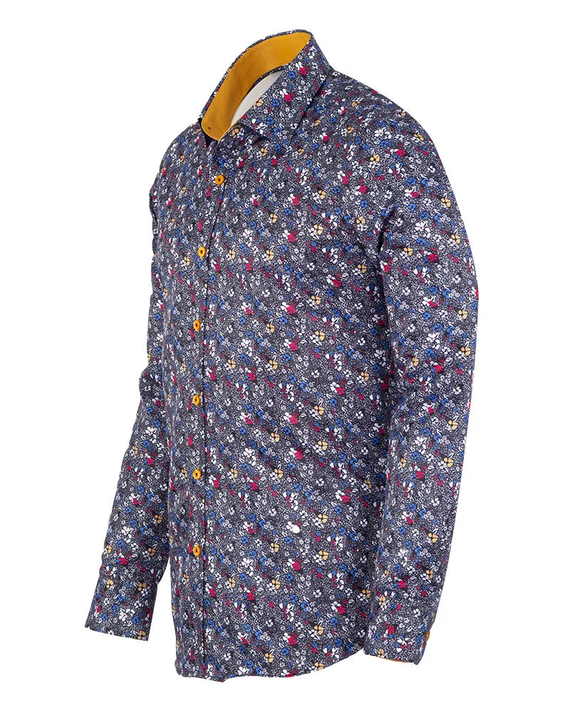 Black Colourful Floral Print Shirt