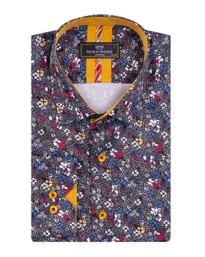 Black Colourful Floral Print Shirt