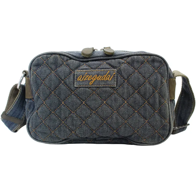 Black Denim Womens Small Quilted Shoulder Bags Denim Quilted Side Bag Quilted Messenger Bag For Men