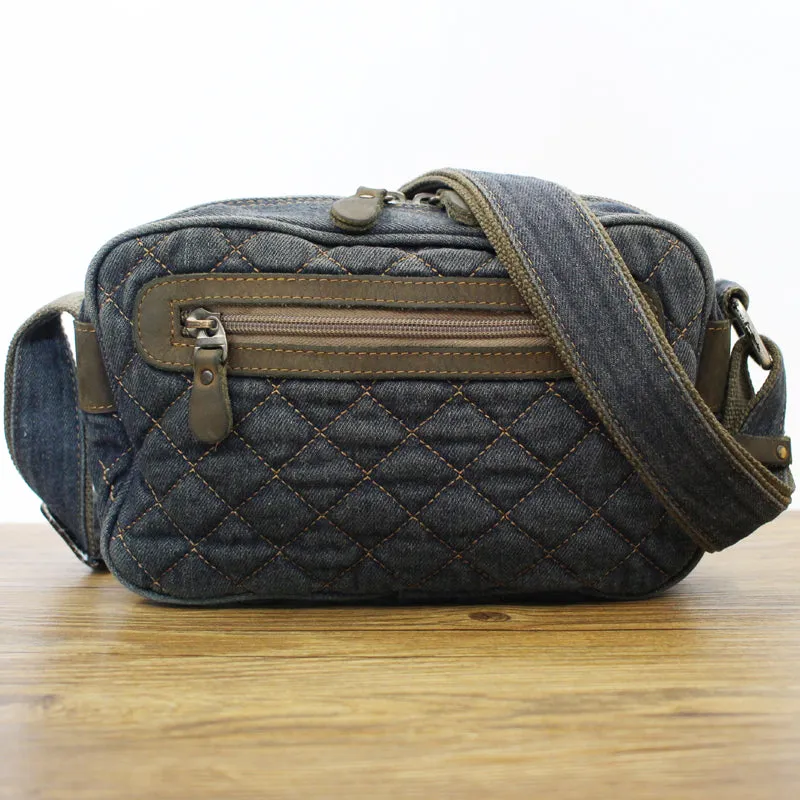 Black Denim Womens Small Quilted Shoulder Bags Denim Quilted Side Bag Quilted Messenger Bag For Men