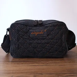 Black Denim Womens Small Quilted Shoulder Bags Denim Quilted Side Bag Quilted Messenger Bag For Men