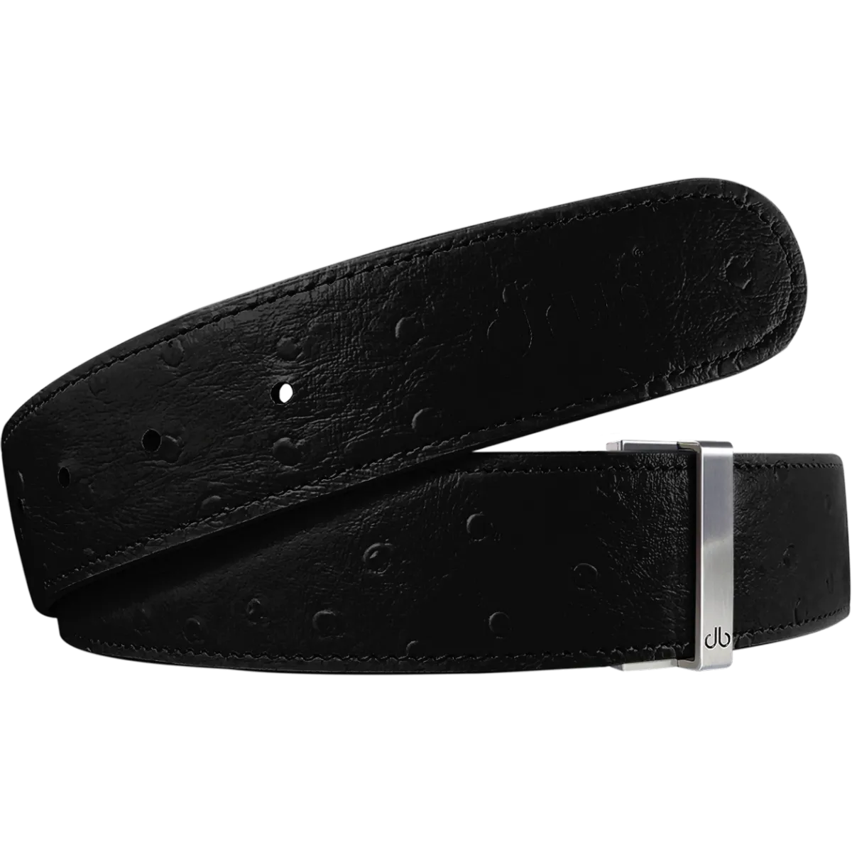 Black Ostrich Textured Leather Belt