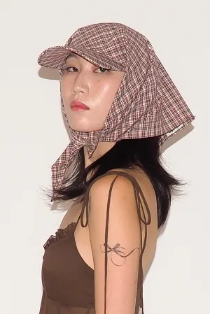 Brimmed Scarf in Red & Brown Plaid