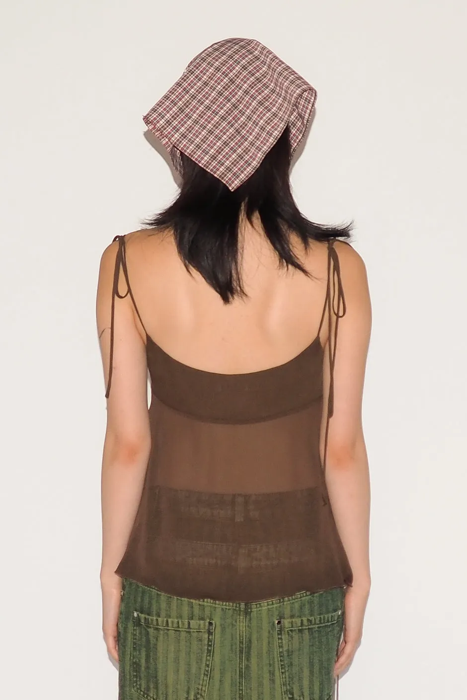 Brimmed Scarf in Red & Brown Plaid