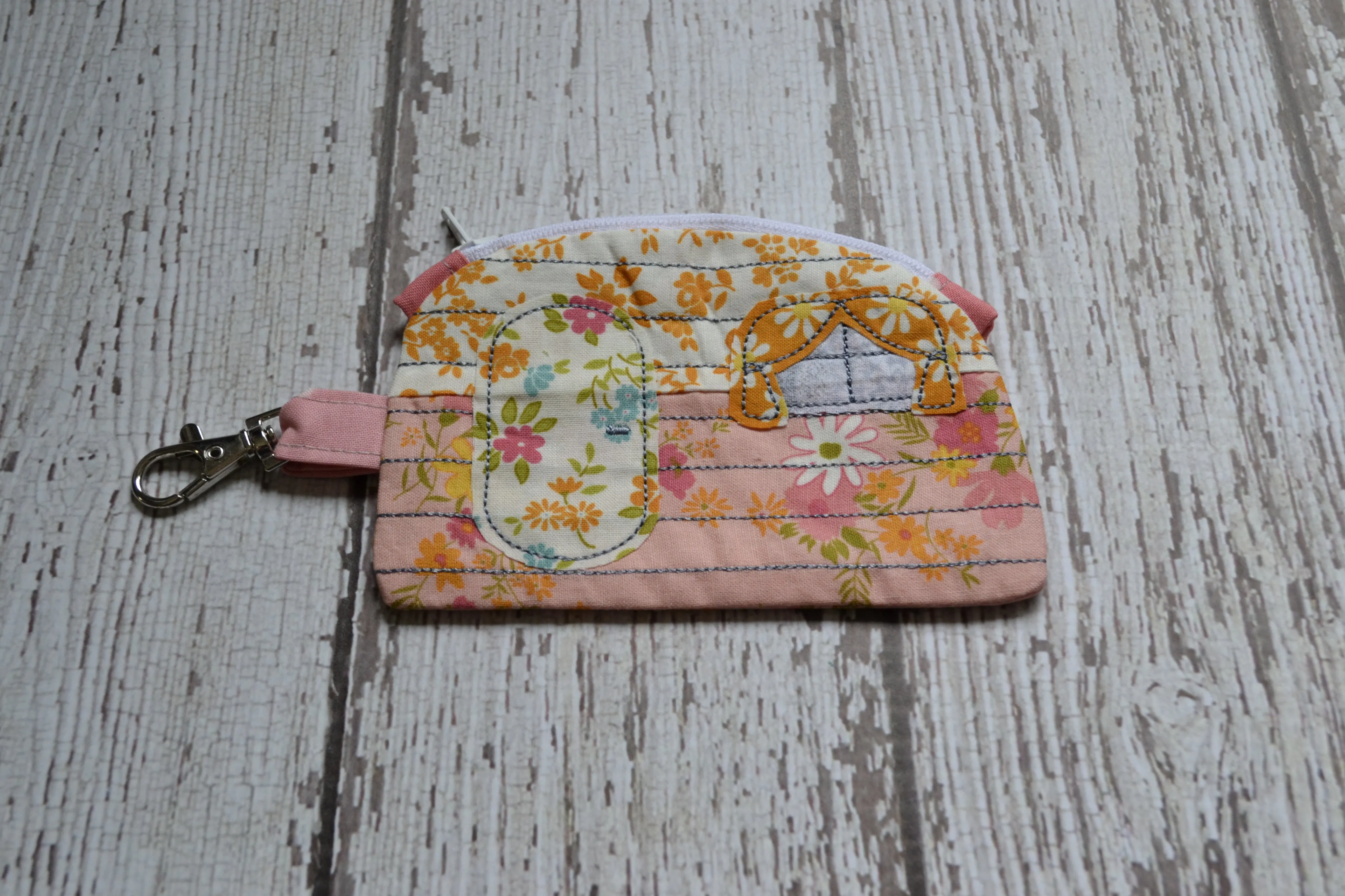 Camper Shaped Coin Purse -Re-Purposed Fabric - Group H - (3)