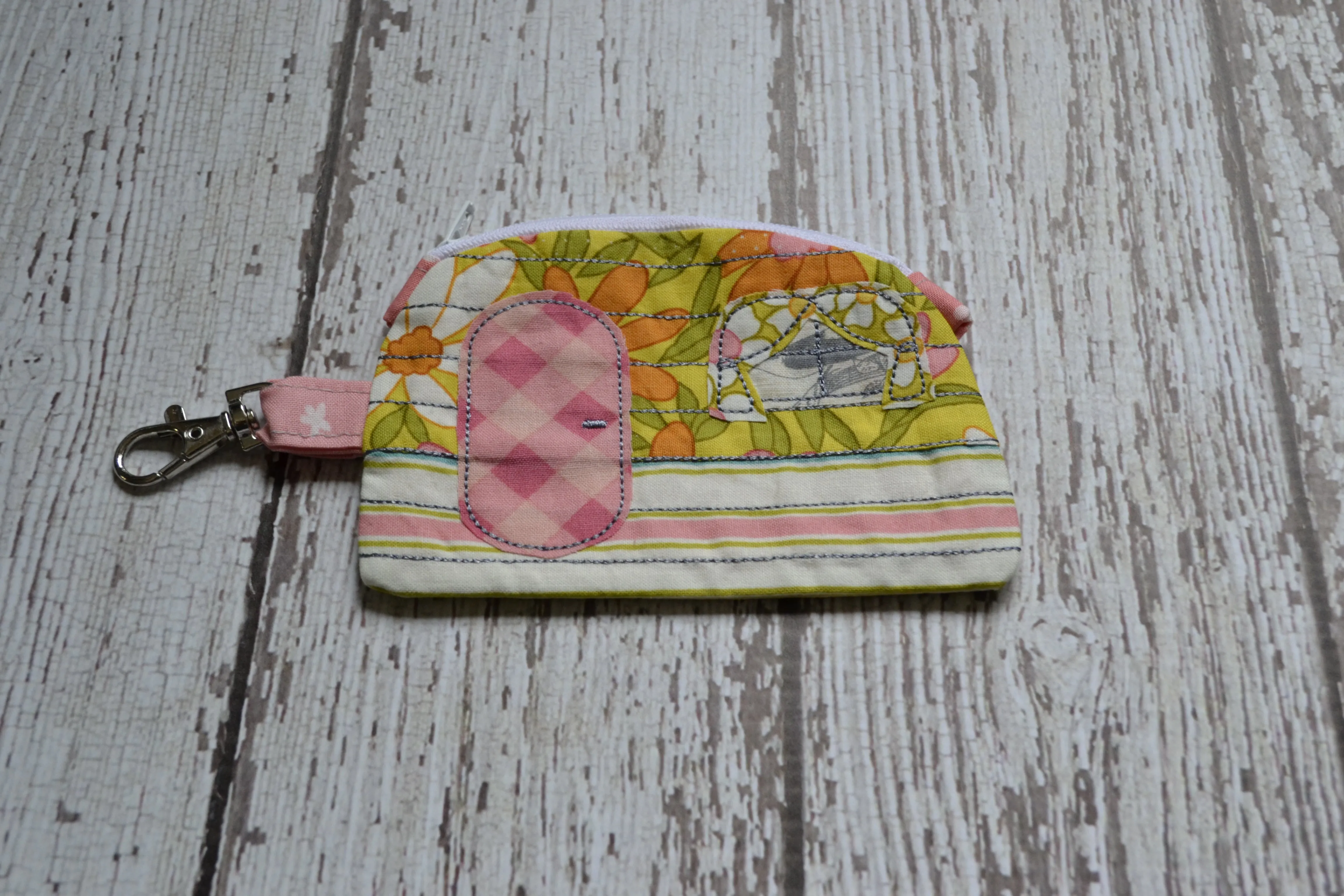 Camper Shaped Coin Purse -Re-Purposed Fabric - Group H - (3)