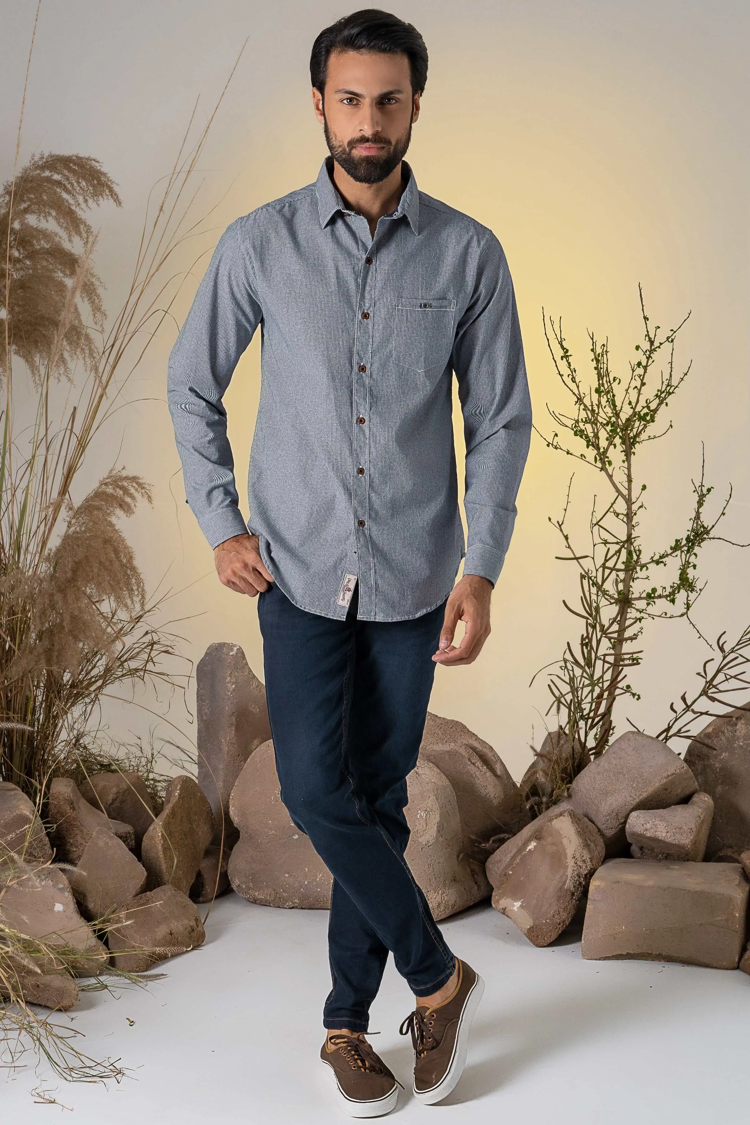 CASUAL SHIRT GREY STRIPES