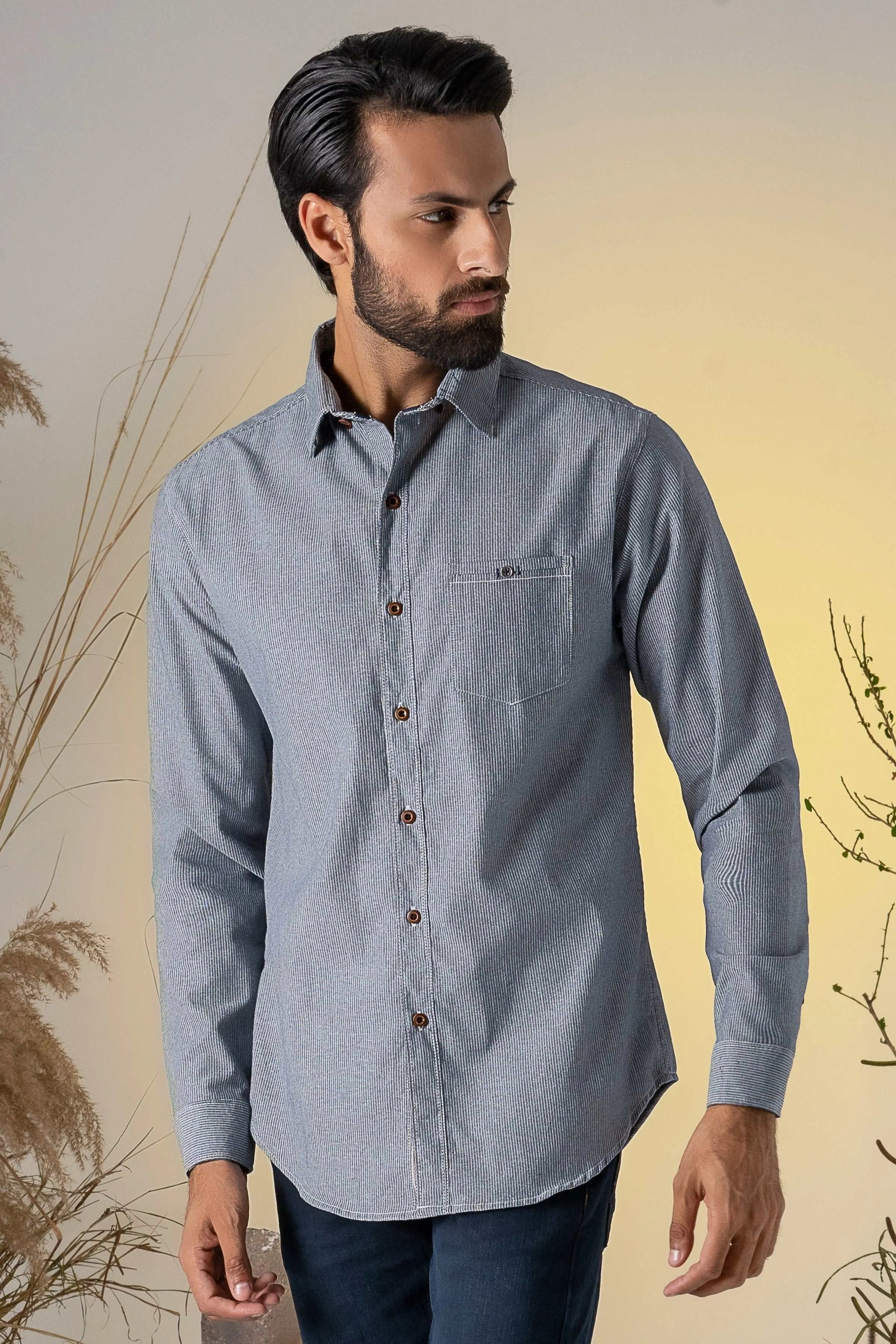 CASUAL SHIRT GREY STRIPES